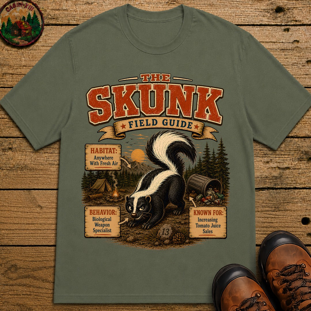 Skunk Field Guide - Biological Weapon Specialist Camping Tee - Moss