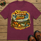Sleep Under the Stars — Retro Camping and Fishing Tee - Berry