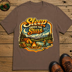 Sleep Under the Stars — Retro Camping and Fishing Tee - Espresso