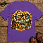 Sleep Under the Stars — Retro Camping and Fishing Tee - Grape