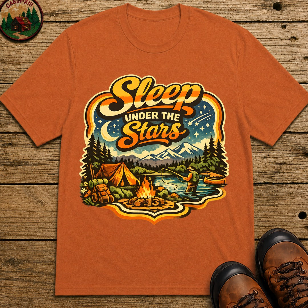 Sleep Under the Stars — Retro Camping and Fishing Tee - Yam