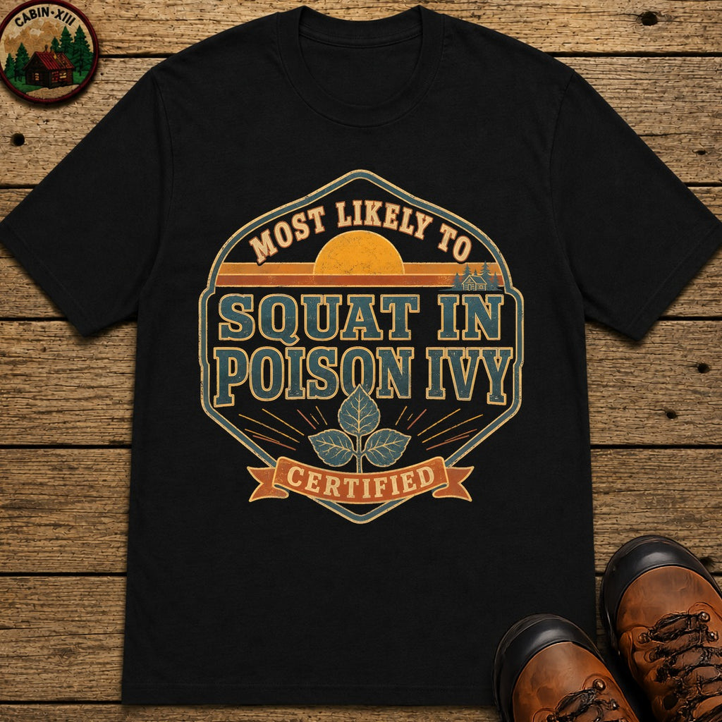Squat In Poison Ivy (Retro) T Shirt - Black