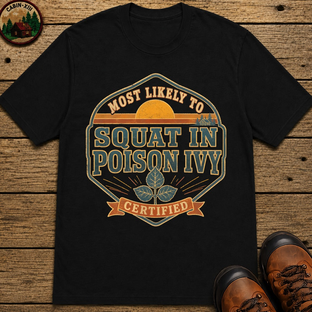 Squat In Poison Ivy (Retro) T Shirt - Black