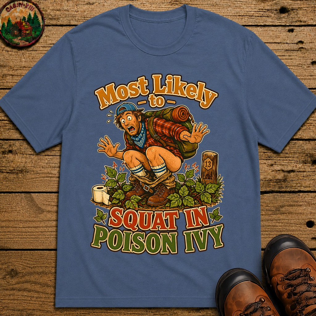 Squat In Poison Ivy T-Shirt - Blue Jean