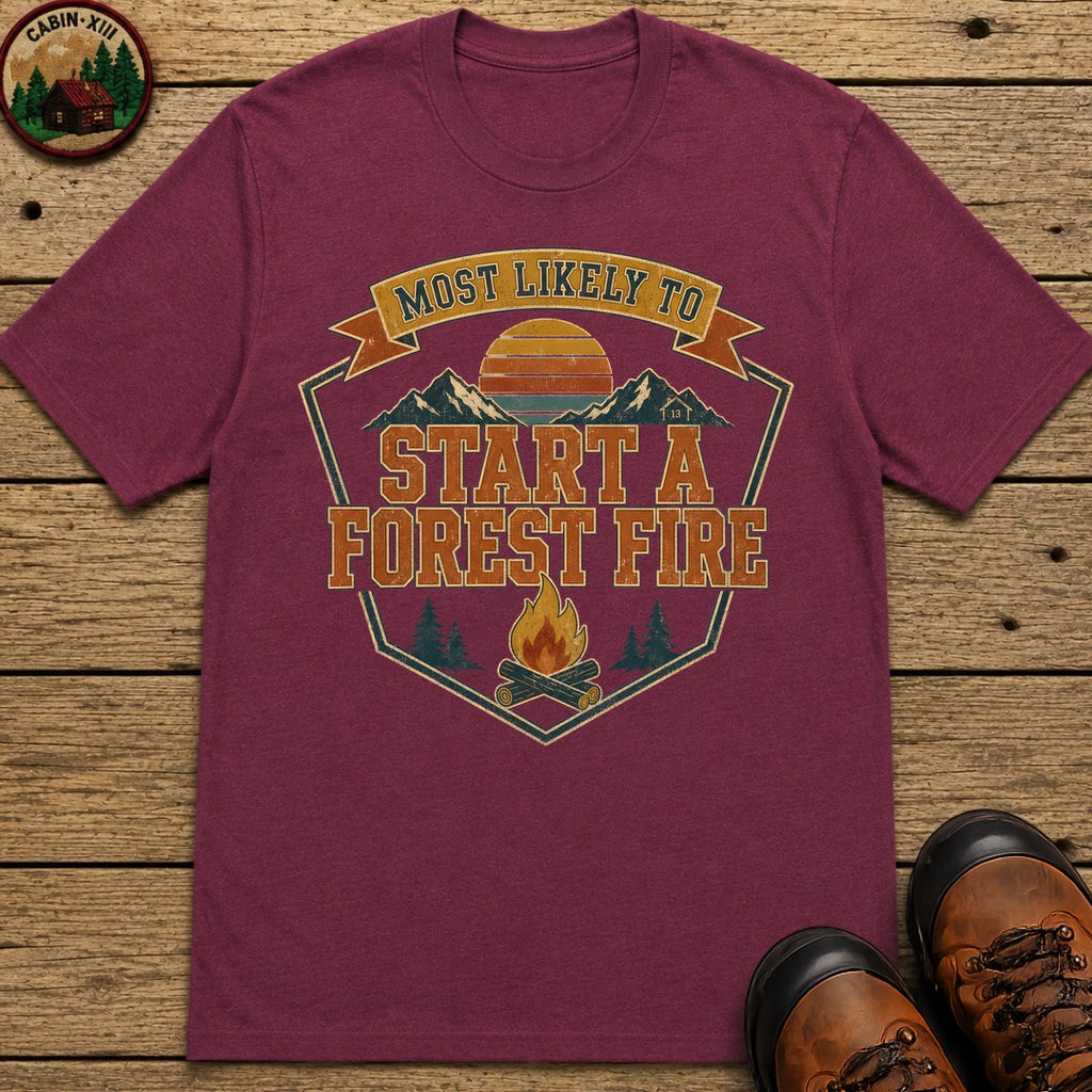Start A Forest Fire (Retro) T Shirt - Berry
