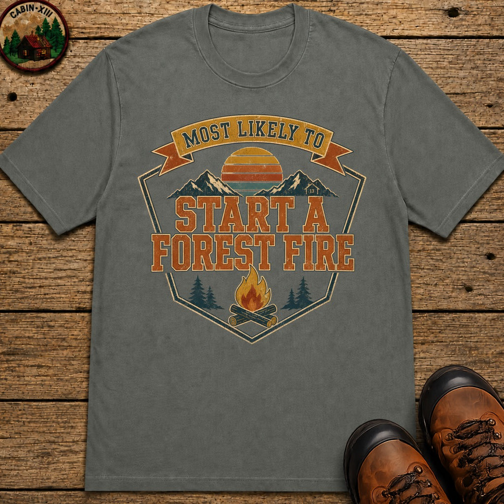 Start A Forest Fire (Retro) T Shirt - Pepper