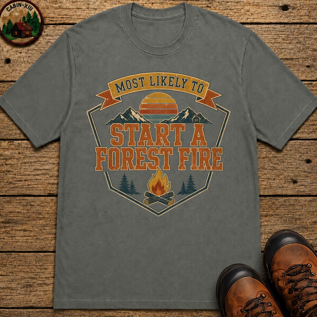Start A Forest Fire (Retro) T Shirt - Pepper
