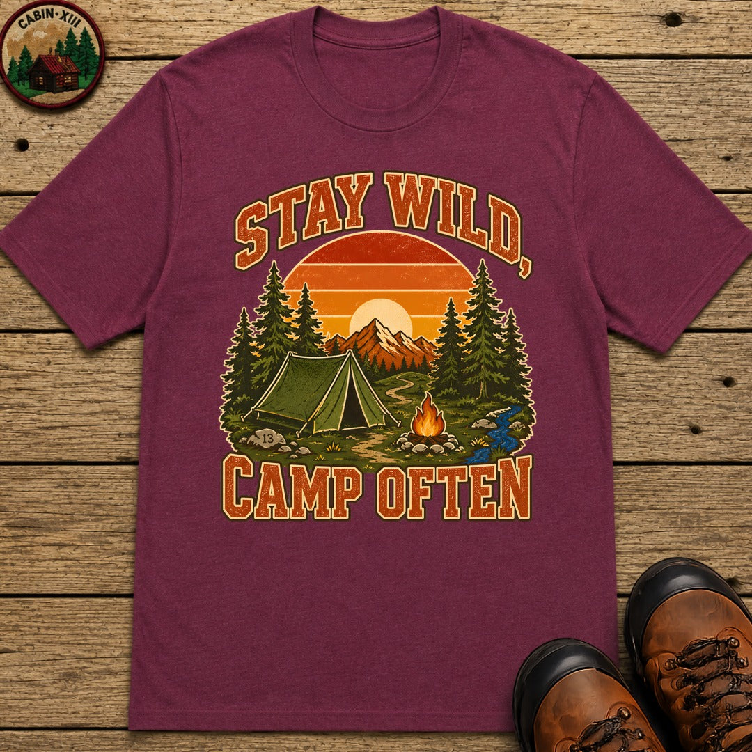 Stay Wild Camp Often T-Shirt - Berry