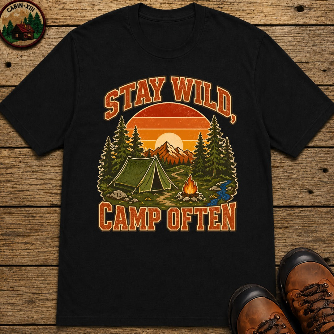 Stay Wild Camp Often T-Shirt - Black