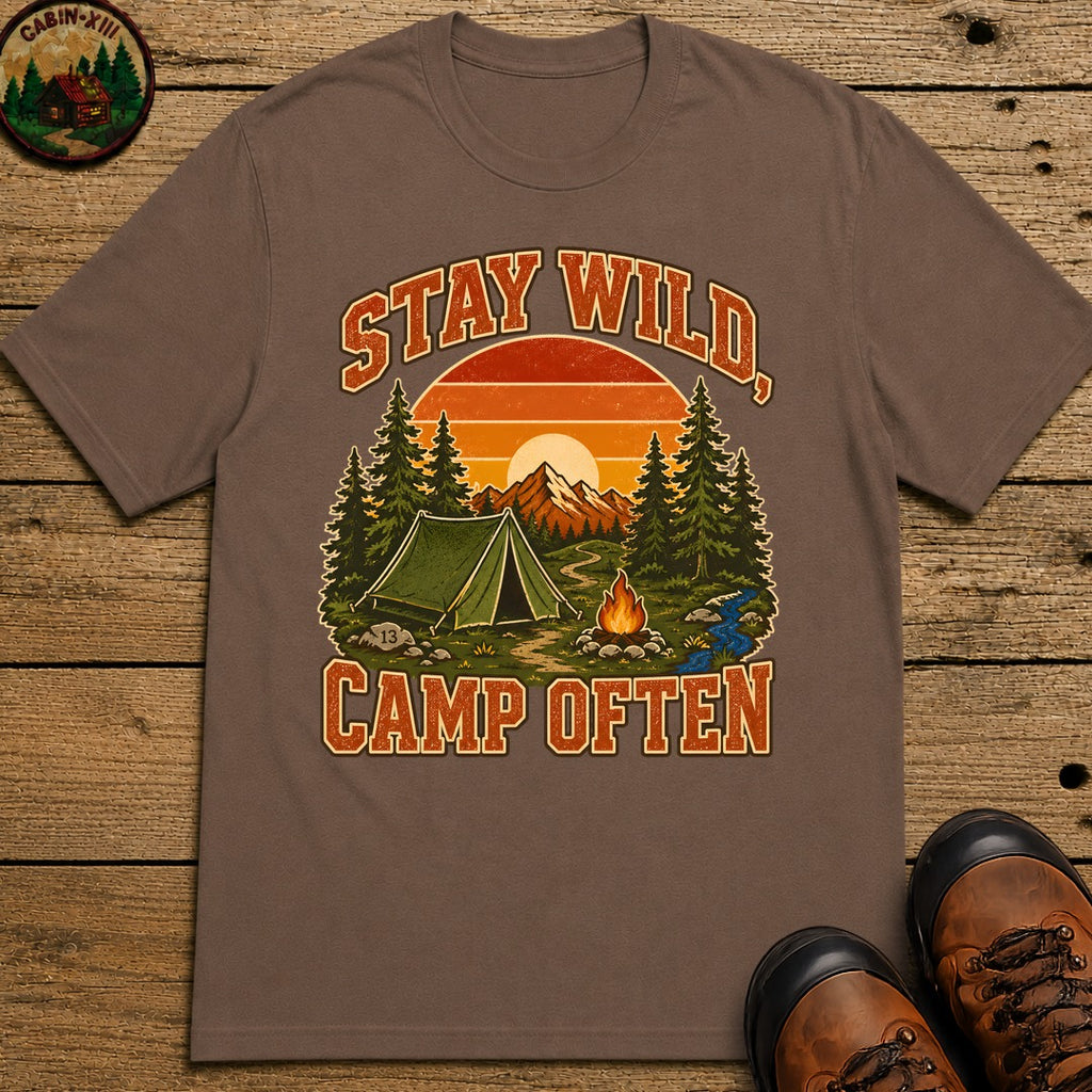 Stay Wild Camp Often T-Shirt - Espresso