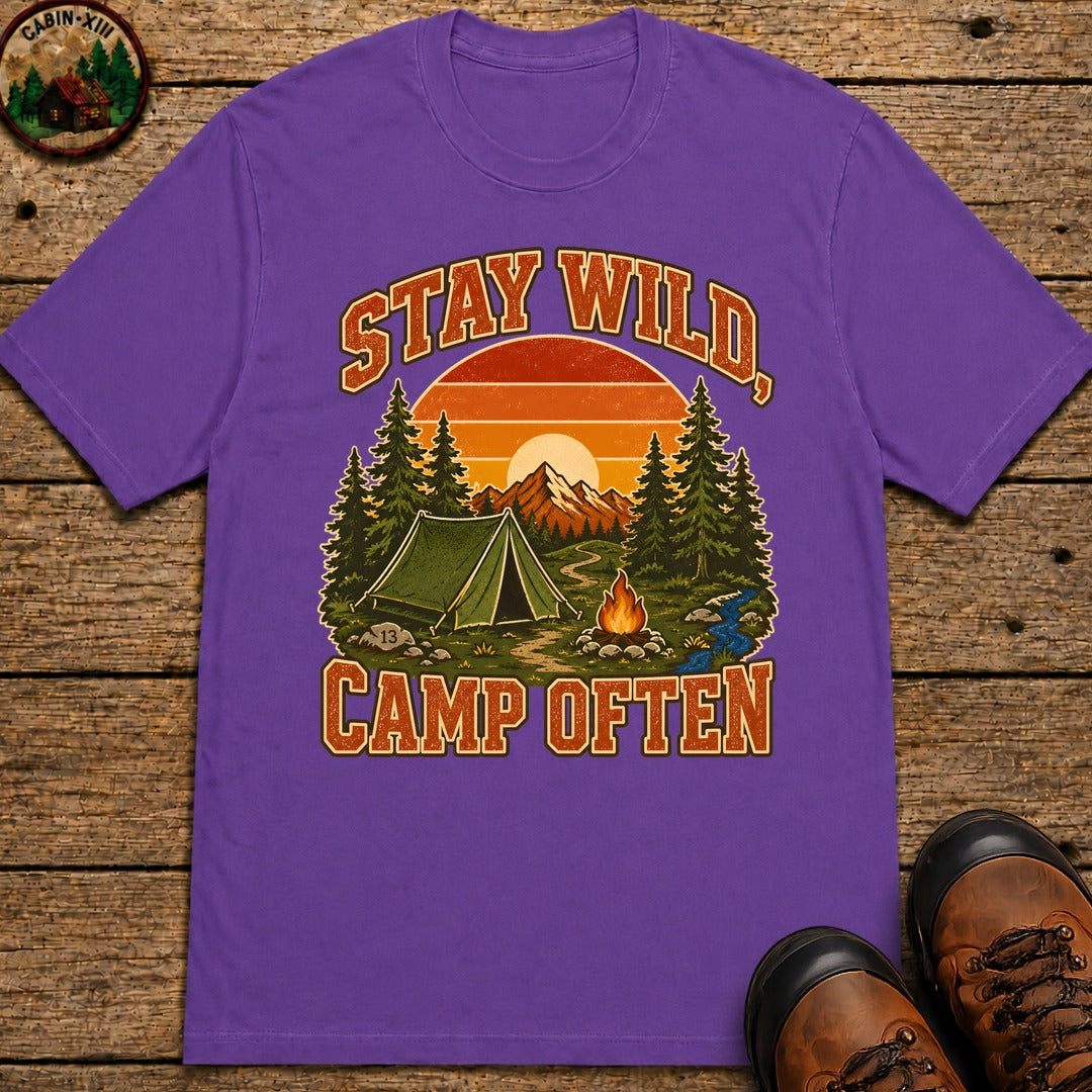Stay Wild Camp Often T-Shirt - Grape