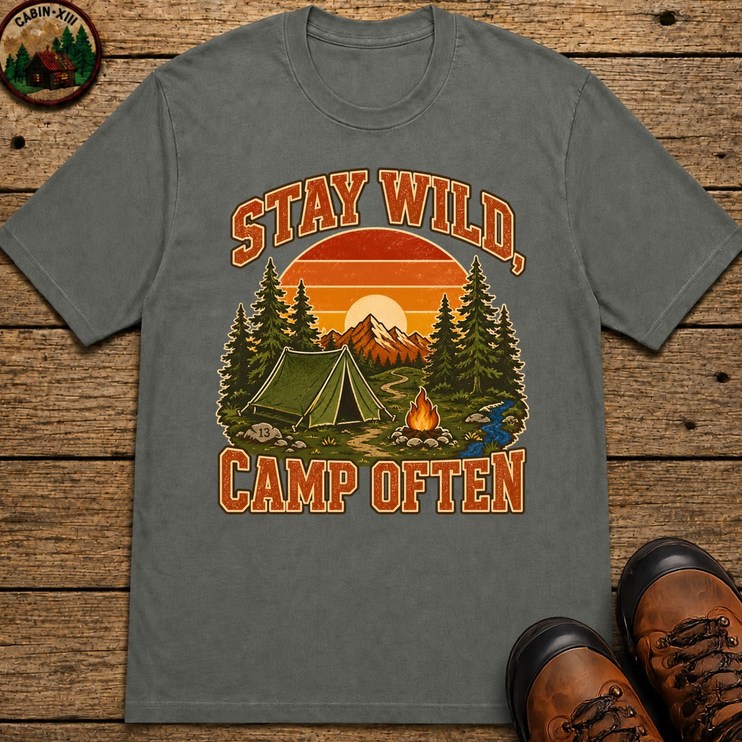 Stay Wild Camp Often T-Shirt - Pepper