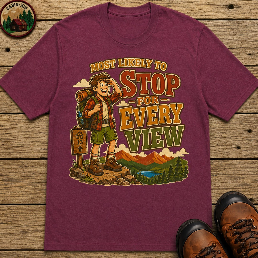 Stop For Every View T-Shirt - Berry