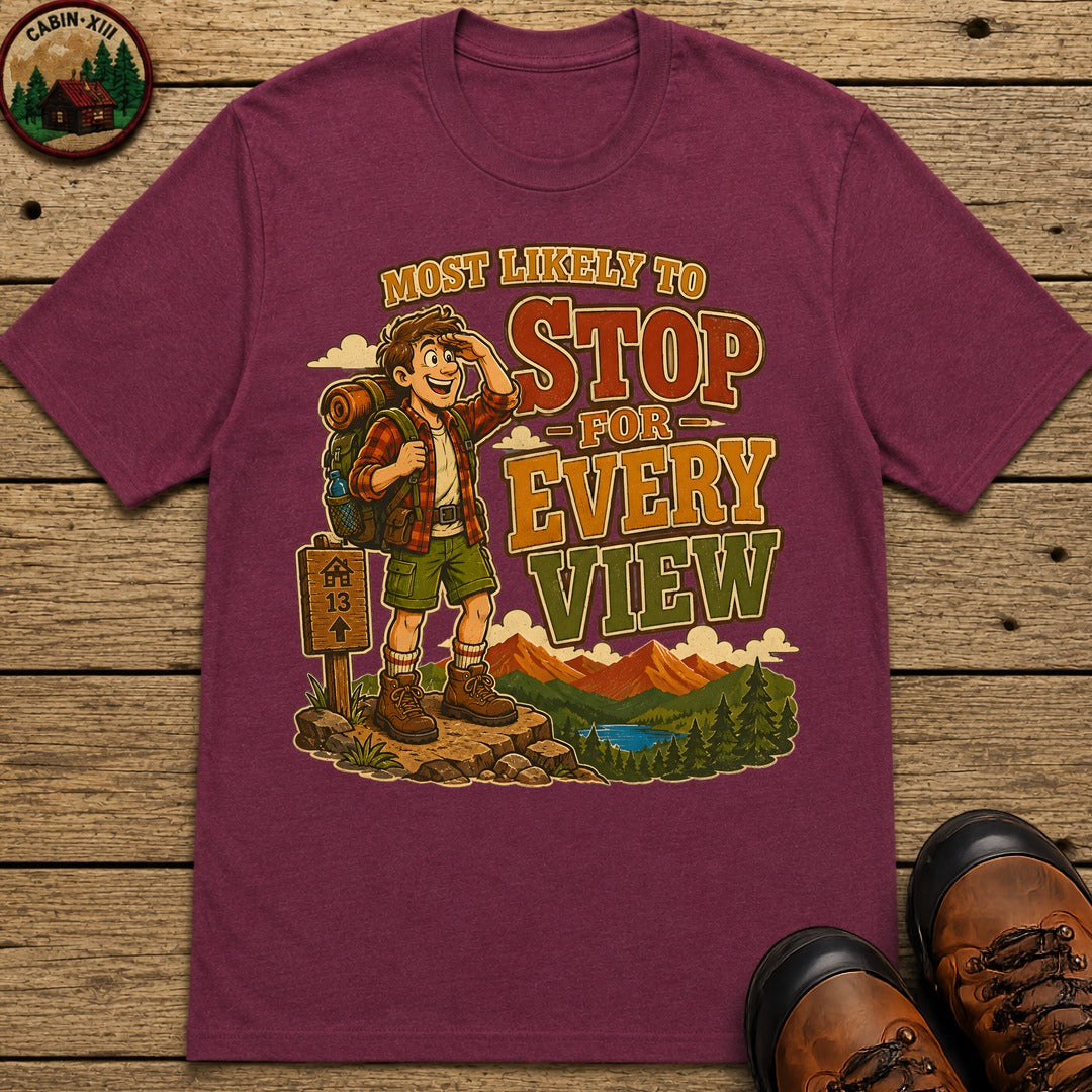 Stop For Every View T-Shirt - Berry
