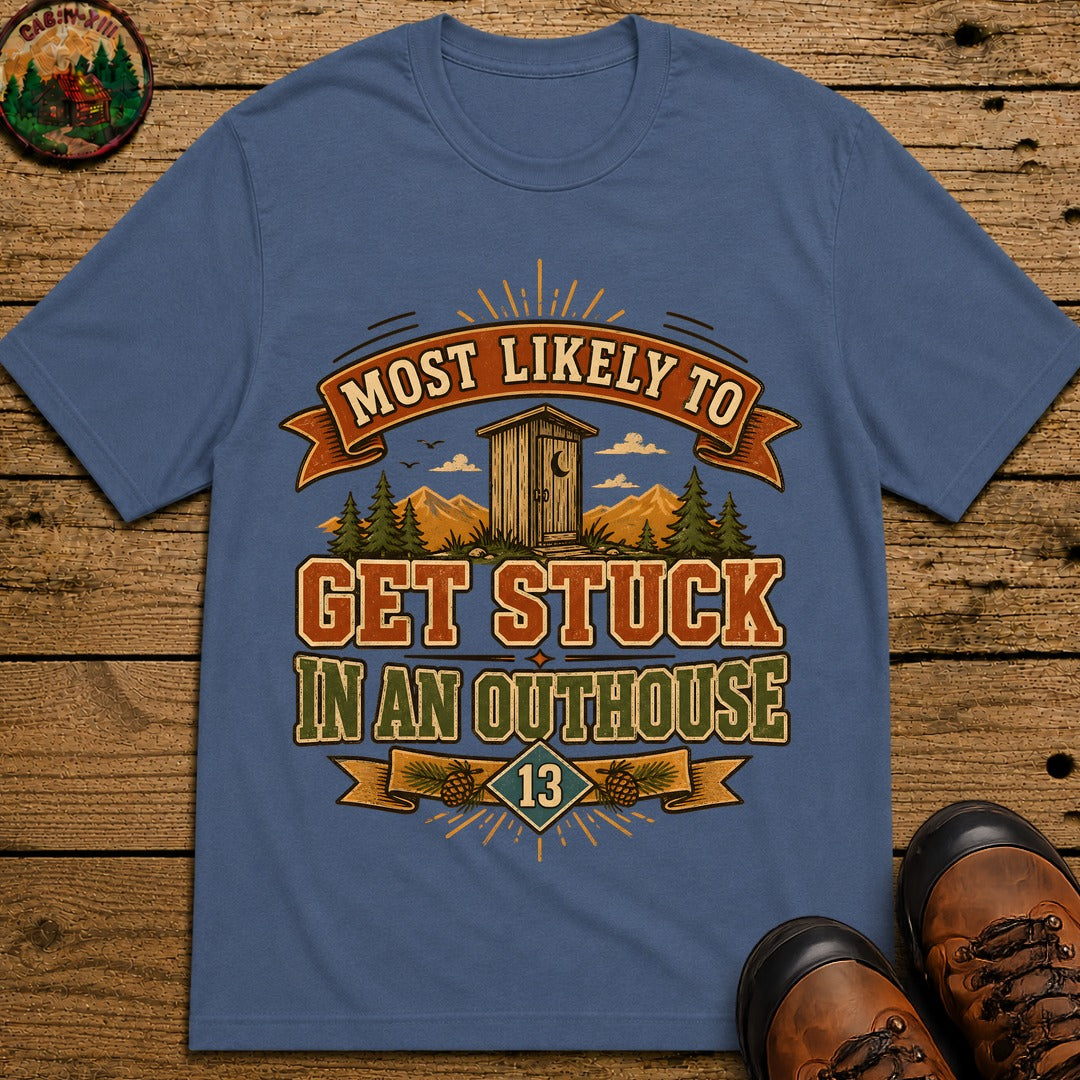 Stuck In An Outhouse (Modern) T Shirt - Blue Jean