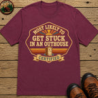 Stuck In An Outhouse (Retro) T Shirt - Berry