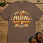 Stuck In An Outhouse (Retro) T Shirt - Espresso