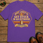 Stuck In An Outhouse (Retro) T Shirt - Grape