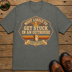 Stuck In An Outhouse (Retro) T Shirt - Pepper