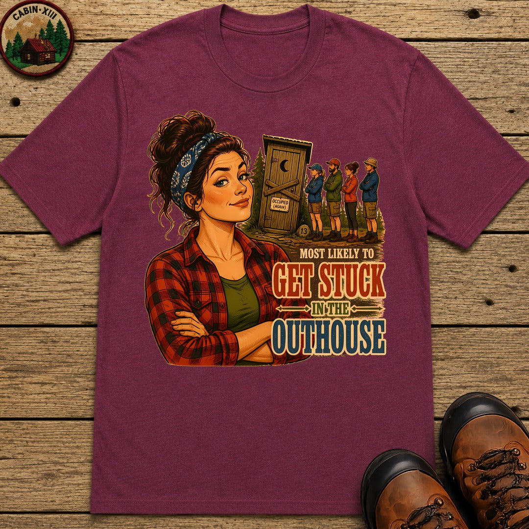 Stuck In The Outhouse T-Shirt - Berry