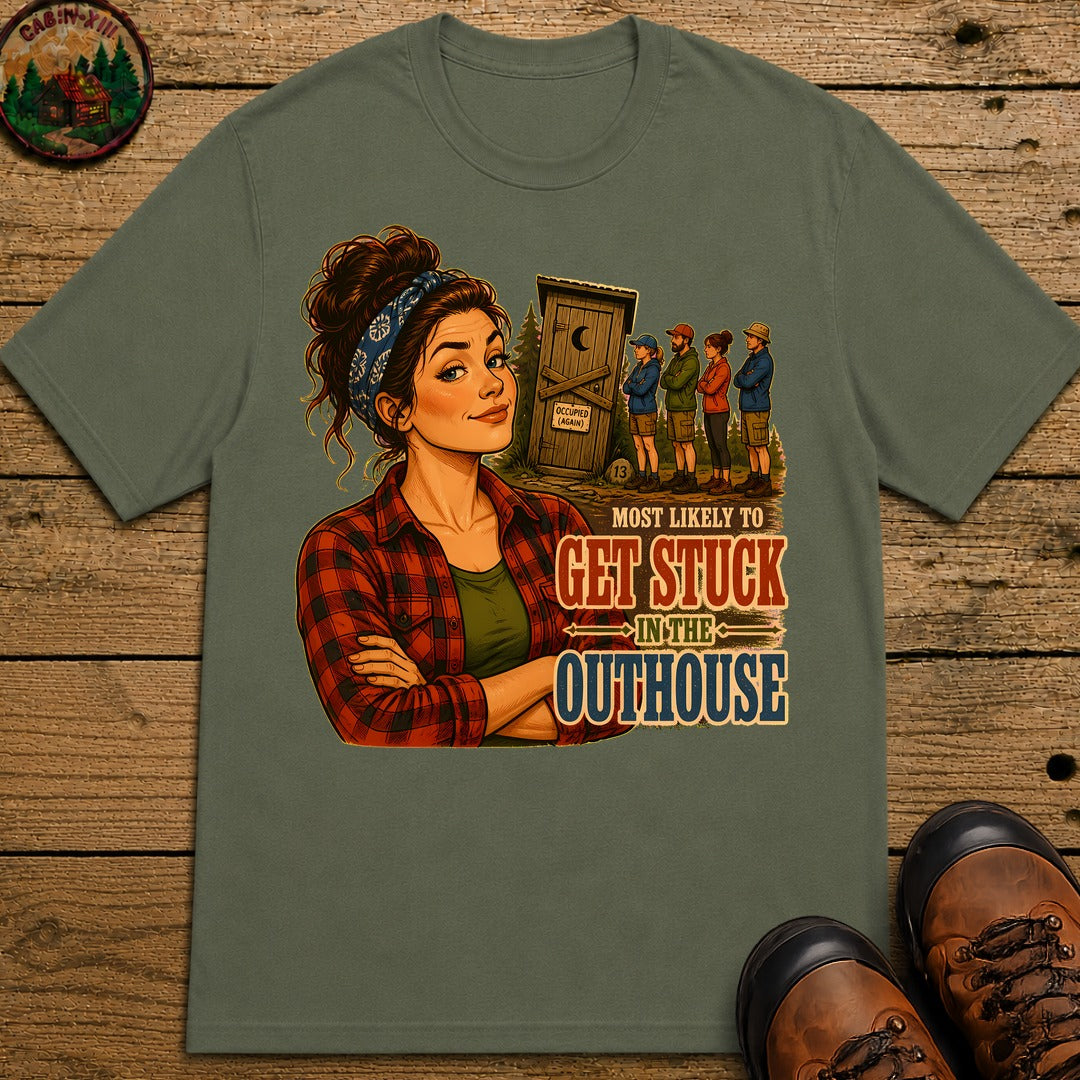 Stuck In The Outhouse T-Shirt - Moss
