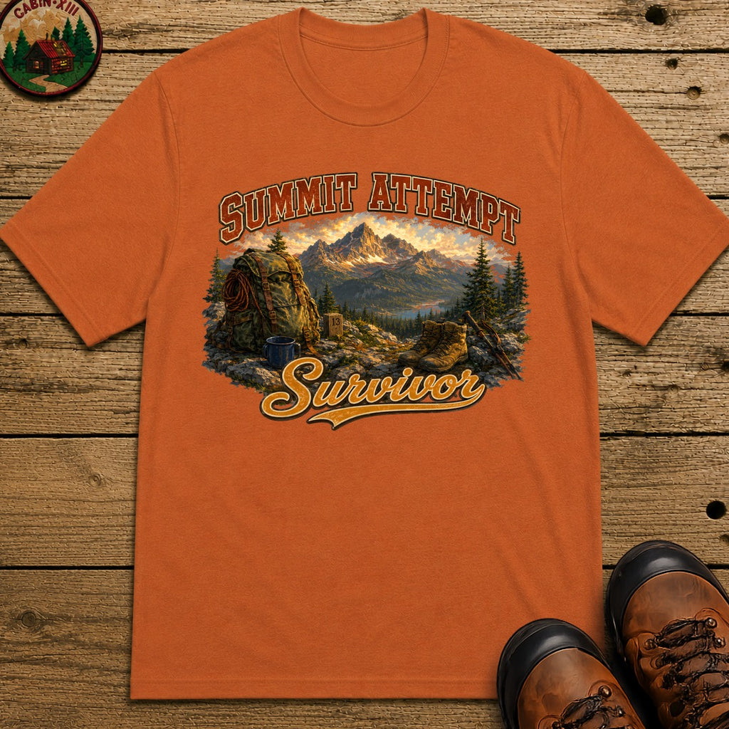 Summit Attempt Survivor Mostly Voluntary — Funny Hiking Tee - Yam