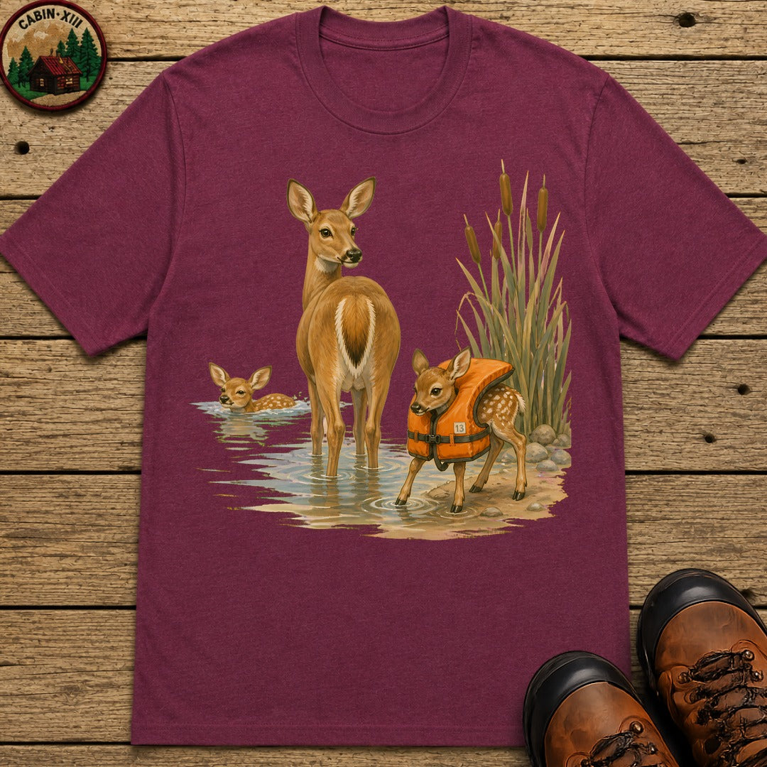 Swimming Deer T-Shirt - Berry