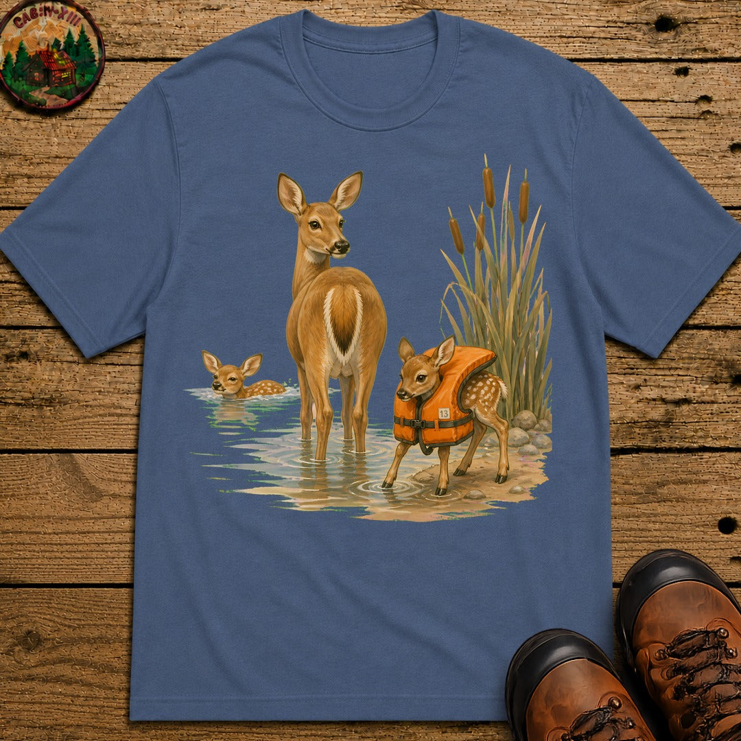 Swimming Deer T-Shirt - Blue Jean