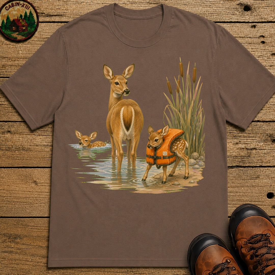 Swimming Deer T-Shirt - Espresso