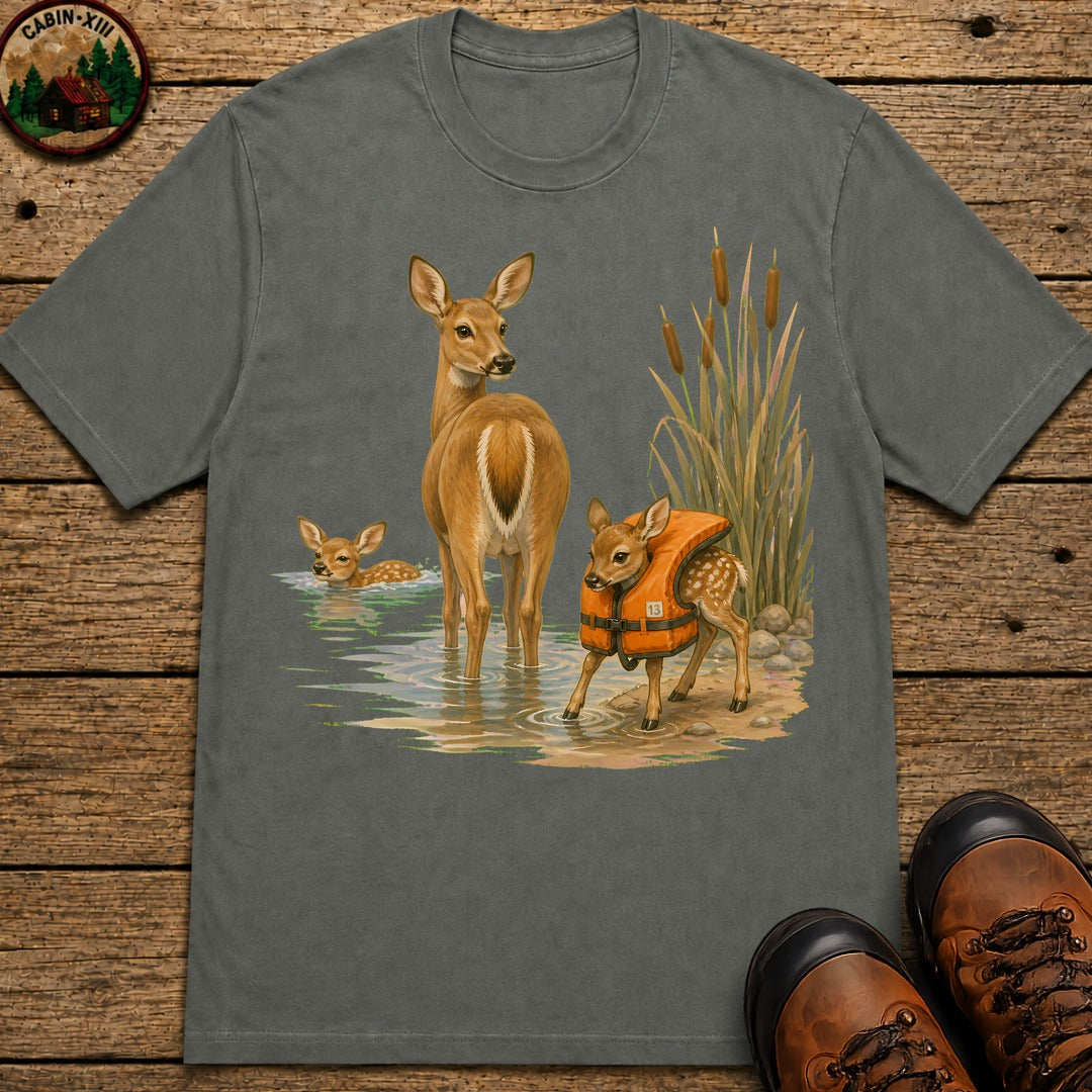 Swimming Deer T-Shirt - Pepper