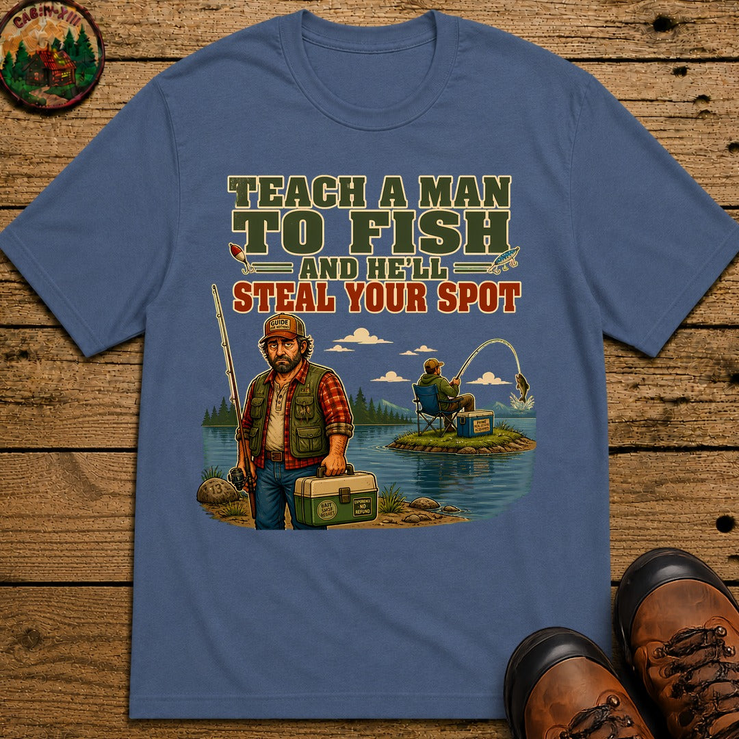 Teach A Man To Fish T-Shirt - Blue Jean