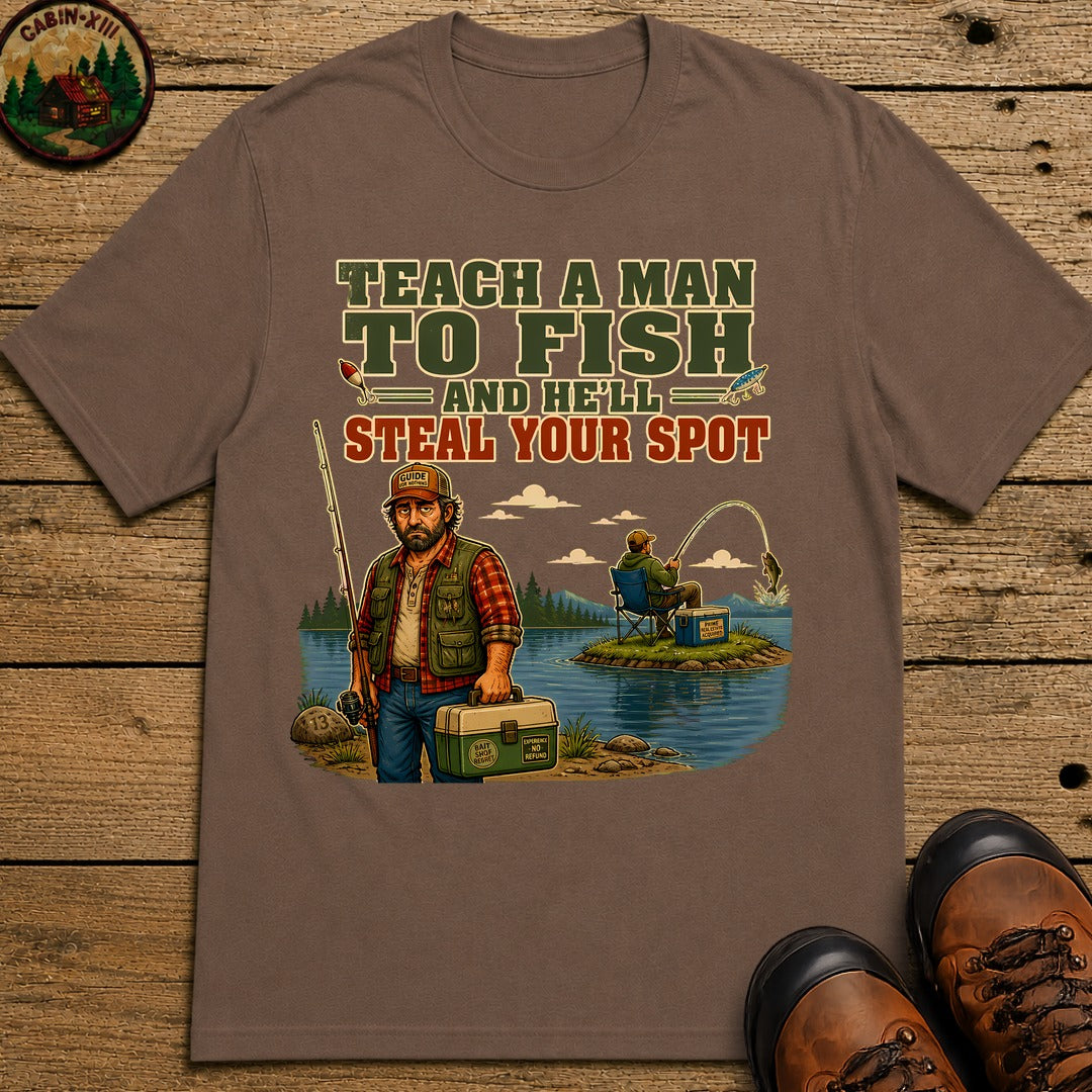 Teach A Man To Fish T-Shirt - Espresso