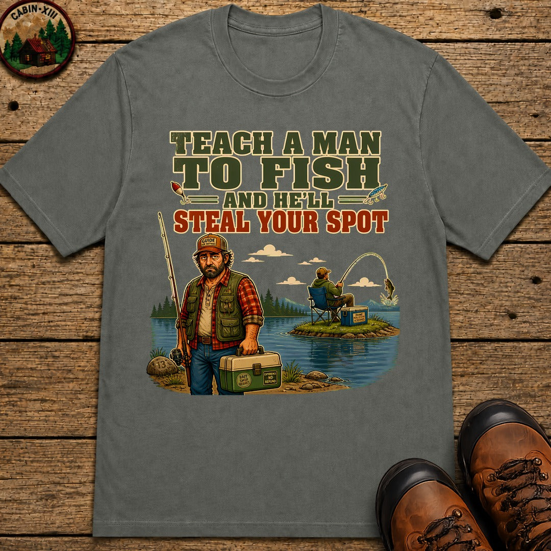 Teach A Man To Fish T-Shirt - Pepper