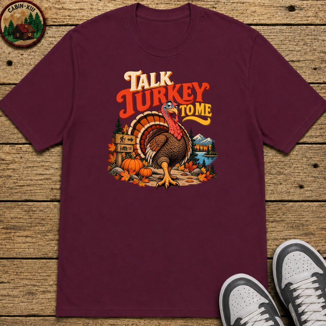 Thanksgiving Talk Turkey To Me Kids T-Shirt - Maroon