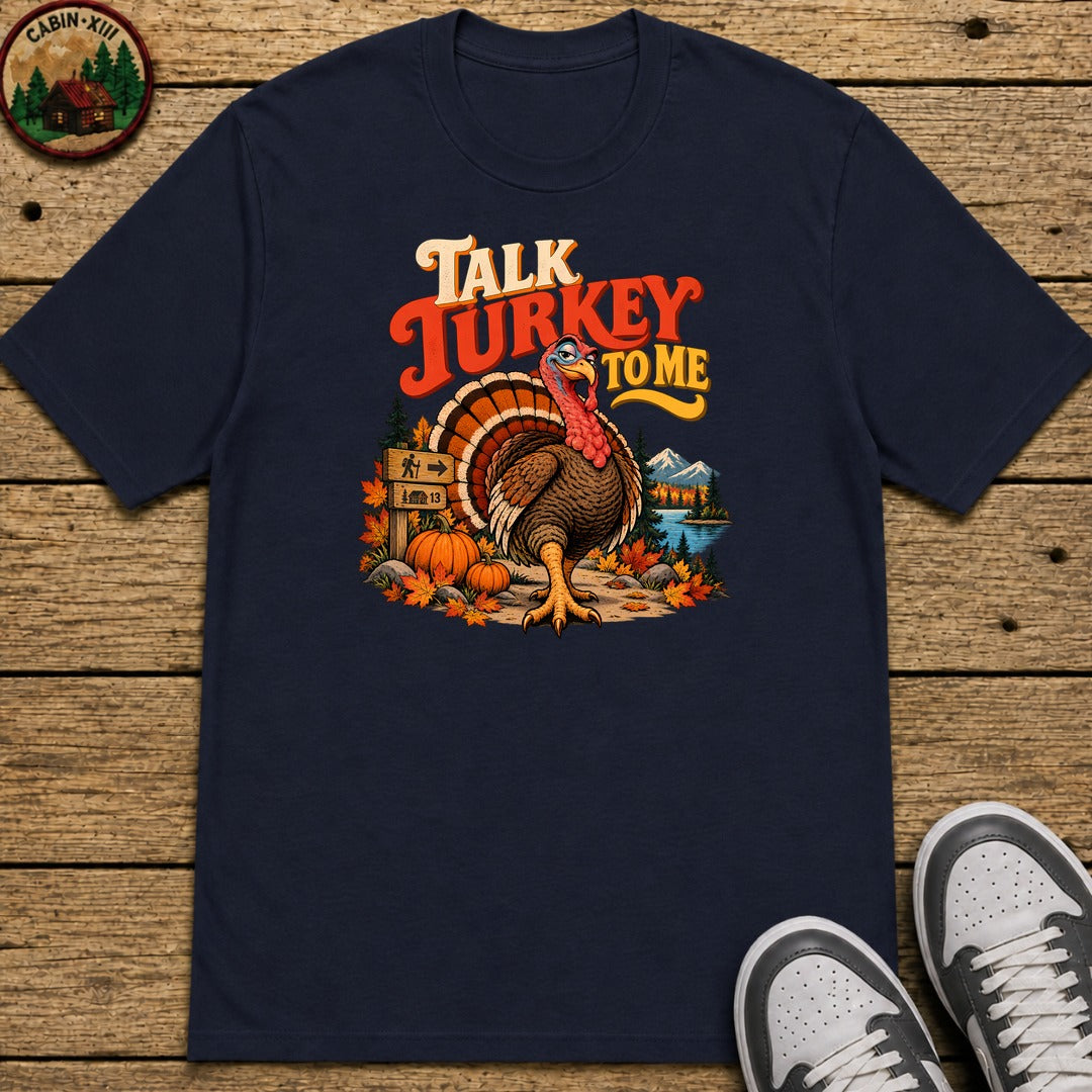 Thanksgiving Talk Turkey To Me Kids T-Shirt - Navy