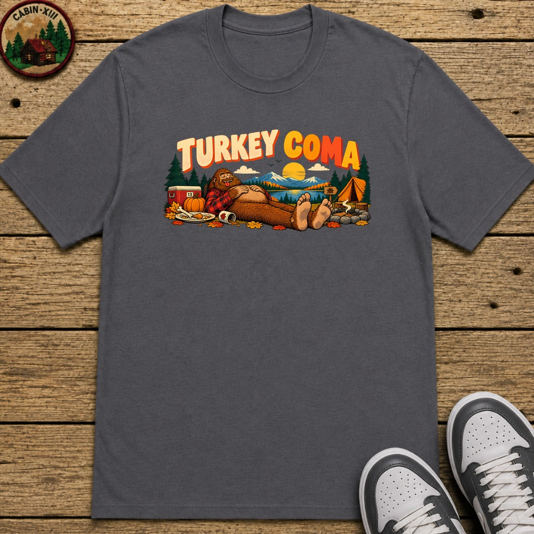 Thanksgiving Turkey Coma Kids T-Shirt - Charcoal