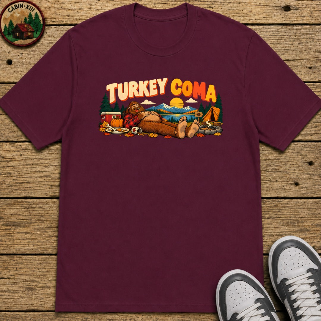 Thanksgiving Turkey Coma Kids T-Shirt - Maroon