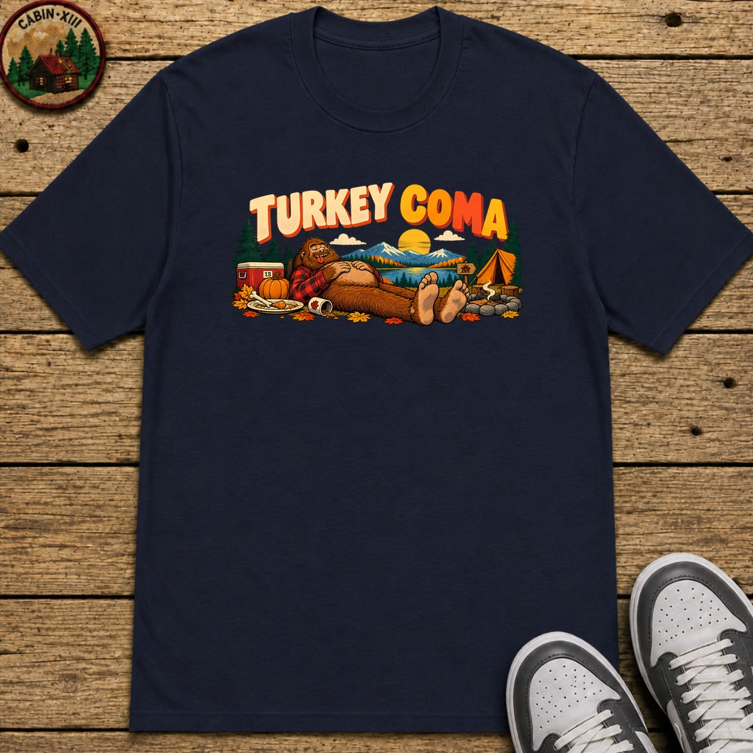 Thanksgiving Turkey Coma Kids T-Shirt - Navy
