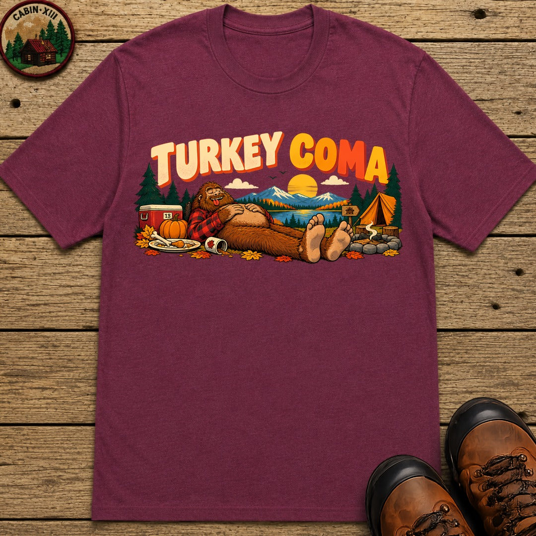Thanksgiving Turkey Coma T-Shirt - Berry