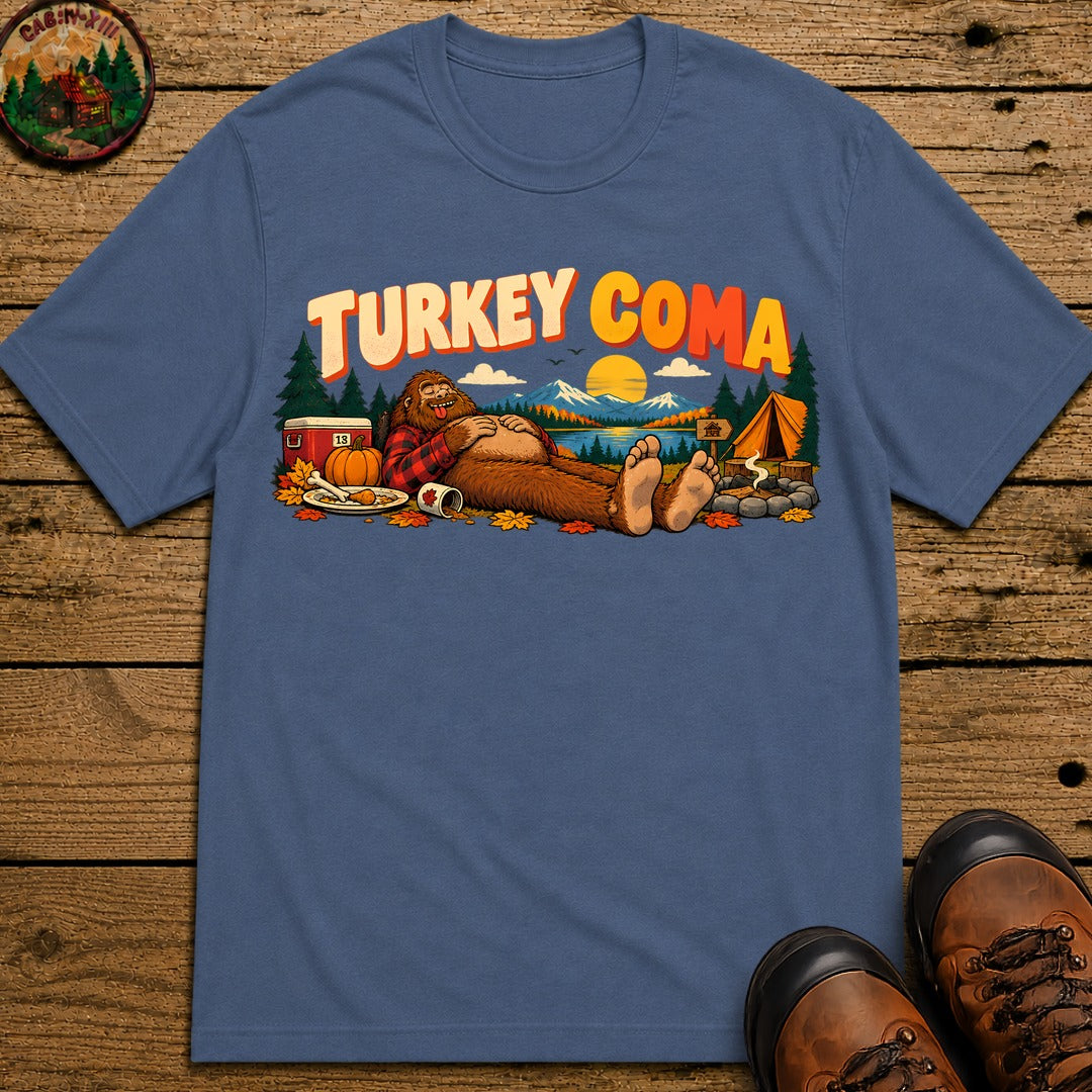 Thanksgiving Turkey Coma T-Shirt - Blue Jean