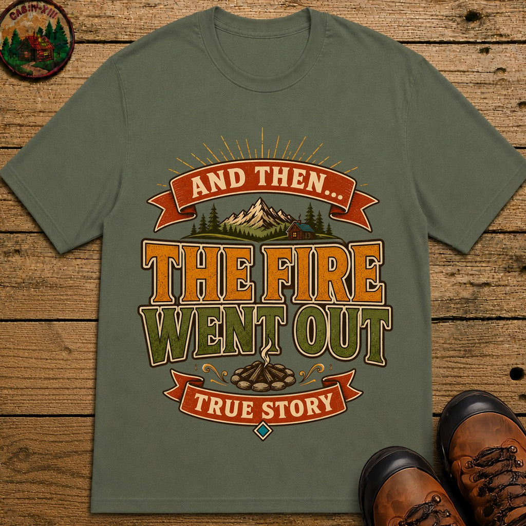 The Fire Went Out (Modern) Badge T Shirt - Moss