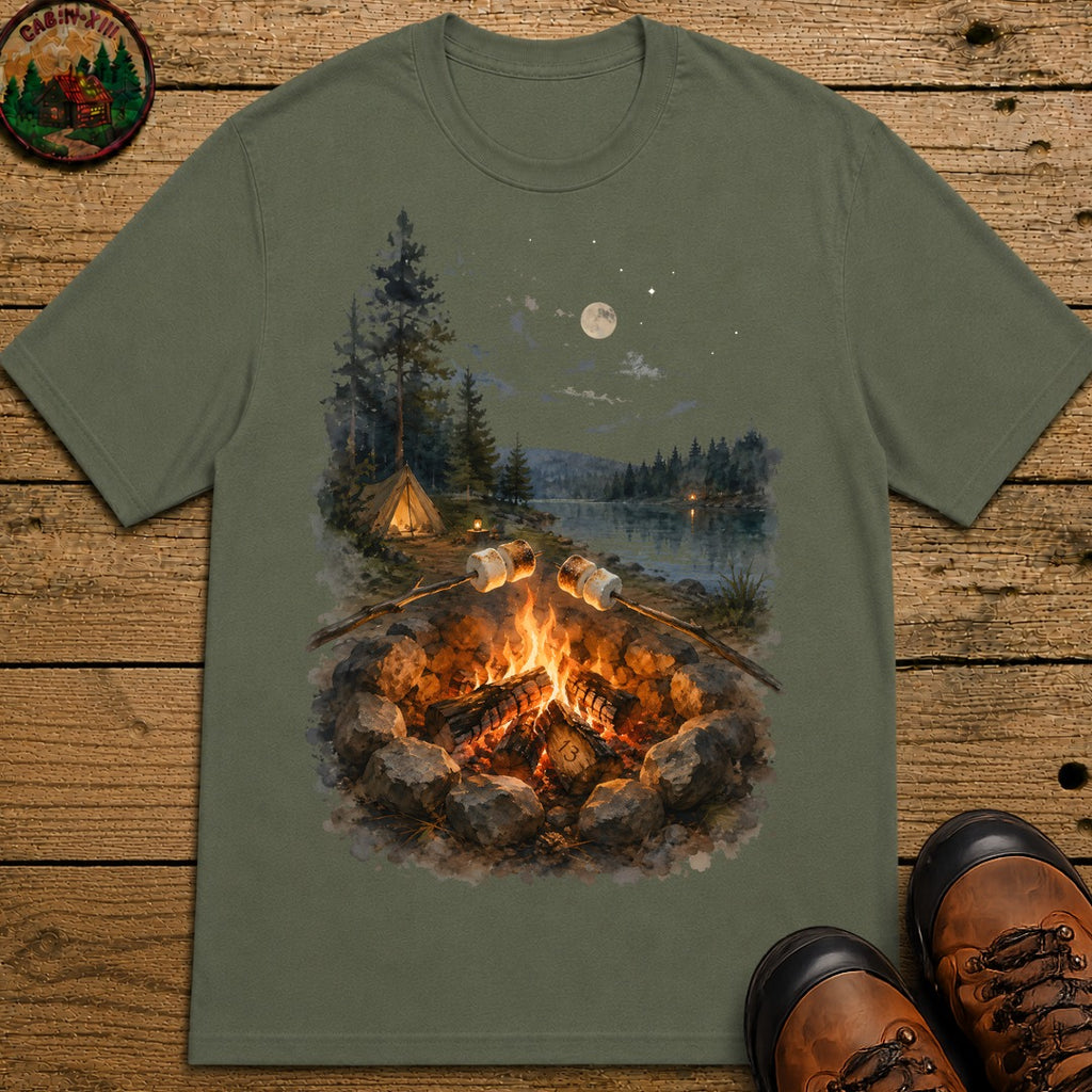 Toasting Marshmallows T-Shirt - Moss