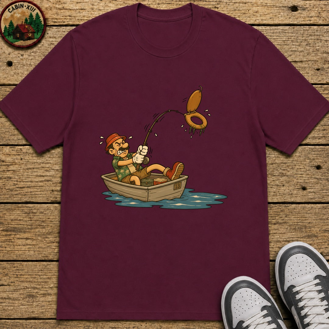 Toilet Seat Fisherman Kids T-Shirt - Maroon