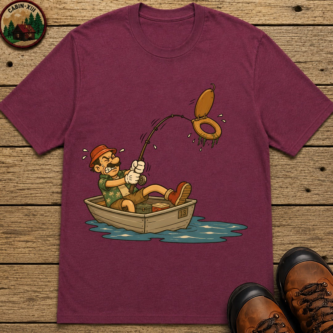 Toilet Seat Fisherman T-Shirt - Berry