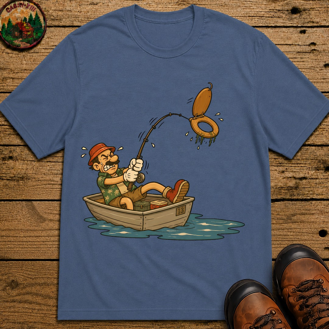Toilet Seat Fisherman T-Shirt - Blue Jean
