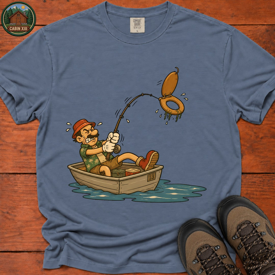 Toilet Seat Fisherman T-Shirt - Blue Jean