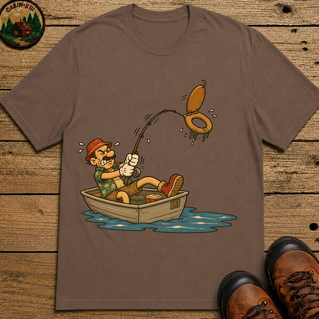 Toilet Seat Fisherman T-Shirt - Espresso