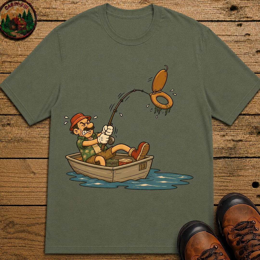 Toilet Seat Fisherman T-Shirt - Moss