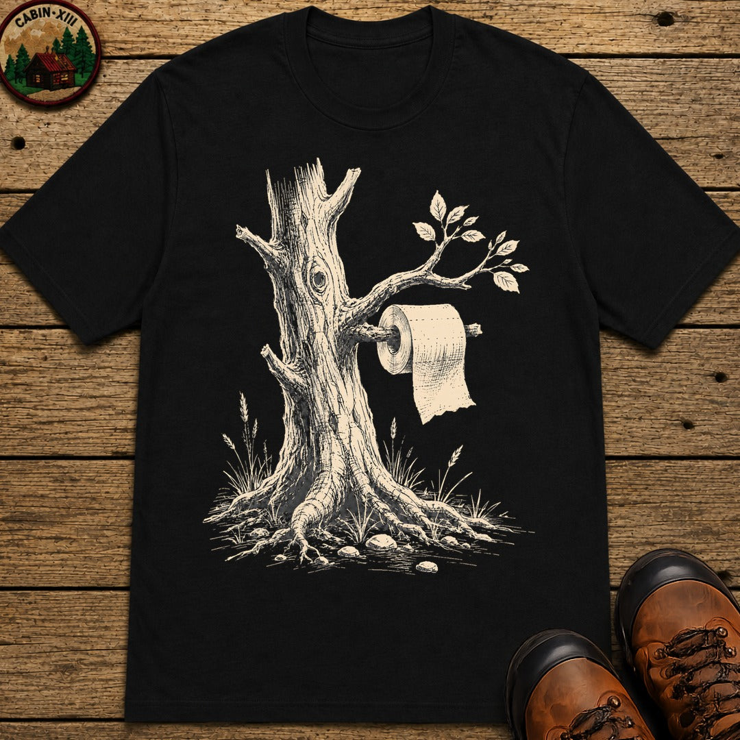 Toilet Tree — Funny Camping Outdoor Humor Sketch Tee - Black