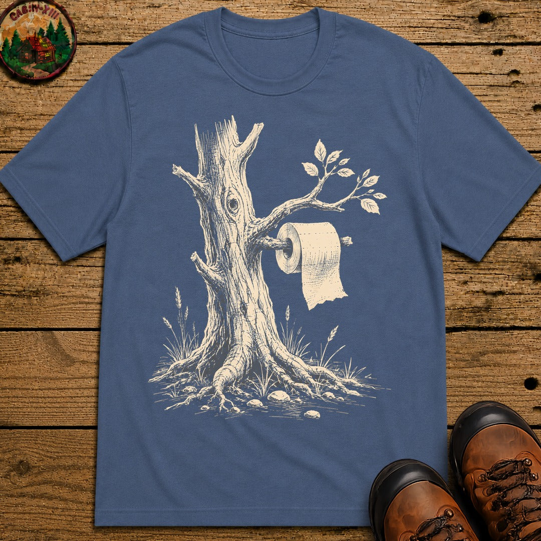 Toilet Tree — Funny Camping Outdoor Humor Sketch Tee - Blue Jean